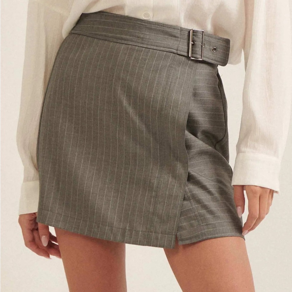 Promesa Gray Pinstripe Mini Skirt